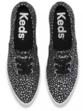 EUC KEDS Point Canvas Mini Dot Print Jet Black/Silver (8) KICKS